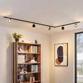 Lindby Linaro sínrendszer, átmérő 9,5 cm, 5 izzós, LED, fekete kép
