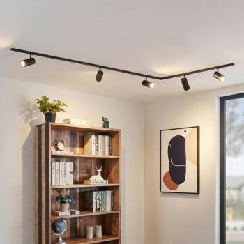 Lindby Linaro sínrendszer, Ø7 cm, 5 izzós lámpatest, LED, fekete, CCT kép