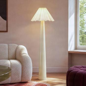 Lindby Lotte álló világítás, 150 cm, bézs, fém, textil, E27 kép