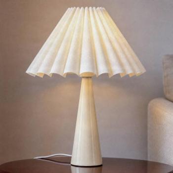 Lindby Lotte asztali világítás, bézs, 50 cm, fém, textil, E27 kép