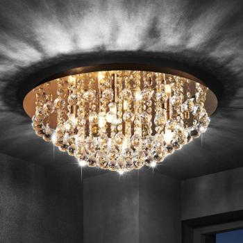 Lindby mennyezeti lámpa Gillion, 8-light, arany, kristály, Ø 55cm kép