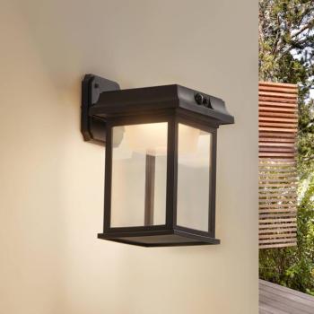 Lindby napelemes LED-es fali lámpa Latarka, magasság 27,5 cm, érzékelővel kép