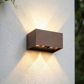 Lindby Nivar LED kültéri fali lámpa, szögletes, rozsdás színű, 20 cm, IP54 kép