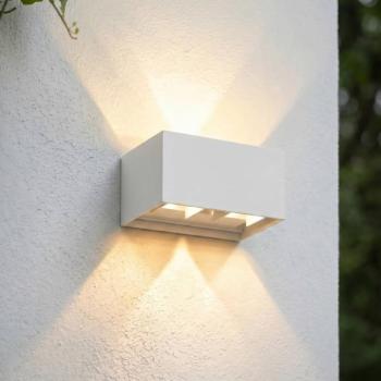 Lindby Nivar LED kültéri fali világítás, szögletes, fehér, 20 cm, IP54 kép