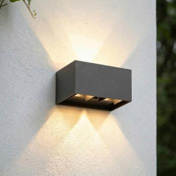 Lindby Nivar LED kültéri falilámpa, szögletes, fekete, 20 cm, IP54 kép