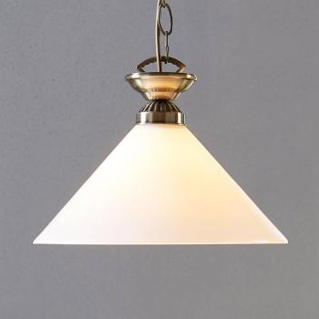 Lindby Otis függőlámpa, Ø 30 cm, fehér, üveg, kúp, E27 kép