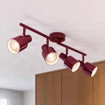 Lindby Ovelia mennyezeti spotlámpa, sötétvörös, 80 cm, 4 izzós, E27 kép