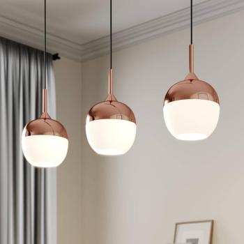 Lindby Rangina függőlámpa, 100 cm, réz, 3 lámpa, üveg kép
