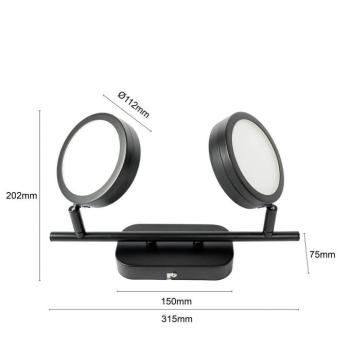 Lindby reflektor Neros, fekete, 2-lámpás, 31,5 cm, CCT, vas, vaskos kép