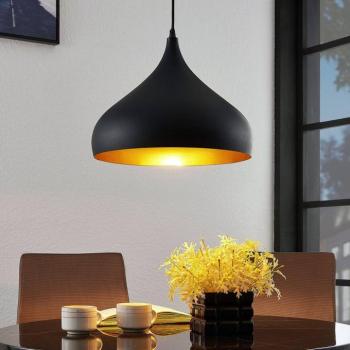 Lindby Ritana függőlámpa, fekete-arany, fém, Ø 31cm, E27 kép