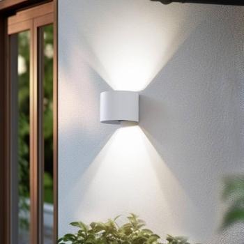 Lindby Smart LED kültéri falilámpa, Dara, fehér, kerek, CCT RGB, Tuya kép