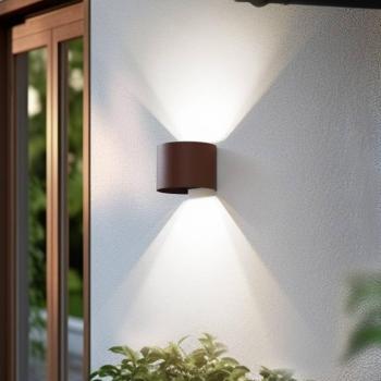 Lindby Smart LED kültéri falilámpa, Dara, rozsdás színű, kör alakú, CCT RGB, kép