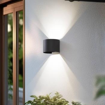 Lindby Smart LED kültéri falilámpa, Dara, szürke, kerek, CCT RGB, Tuya kép