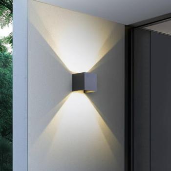 Lindby Smart LED kültéri falilámpa, Dara, szürke, szögletes, CCT RGB, Tuya kép