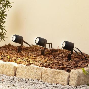 Lindby Smart LED kültéri spotlámpa Nymo, CCT, RGB, Tuya, 3 darabos szett kép
