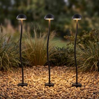 Lindby Soremi LED földi tüskés lámpa, fekete, 3 darabos szett, IP44 kép