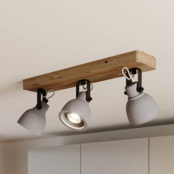 Lindby Spot Mitis, 50 cm, 3-lámpás, szürke, fa, beton, GU10 kép