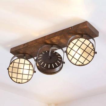 Lindby spotlámpa Tamin, 48 cm, rozsdaszínű, 3-lámpás, üveg kép