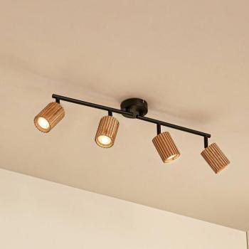 Lindby Stralino mennyezeti spotlámpa, 4 izzós, hossza 60 cm, fa kép