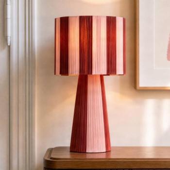 Lindby Suly asztali világítás, piros/rózsaszín, pamut, magasság 40 cm