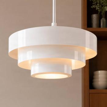 Lindby Tivra lógó világítás, fényes fehér, Ø 35 cm, fém kép