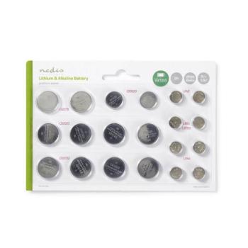 Lítium / alkáli gombelem Multi Pack | 1.5 / 3 V DC | Alkáli / Lítium | CR1620 / CR2016 / CR2025 / CR2032 / LR43 / LR44 / LR54 | Akkuk száma: 20 db | K kép