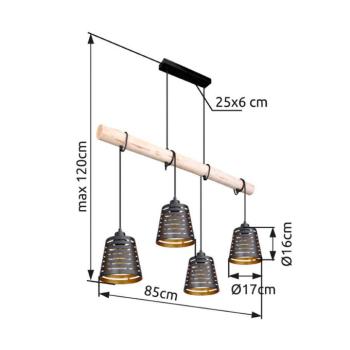Lógó világítás Ablona, hosszúság 85 cm, fekete/arany színű, fém kép