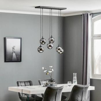 Lógó világítás Glassy, 6 izzós, fekete, grafit, üveg, 75 cm kép