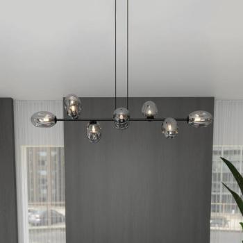Glassy lógó világítás, grafit, 140 cm, 8 izzós, ovális üvegburák kép
