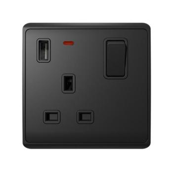 LONDON SINGLE SOCKET 1P BUTTON SWITCH NEON+USB AN kép