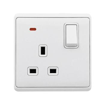LONDON SINGLE SOCKET WITH 1P BUTTON SWITCH NEON WH kép