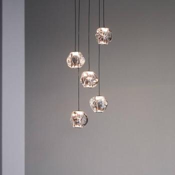 LOOM DESIGN LED-es függőlámpa Ice Ball, króm/kláris, 5 lámpás kép