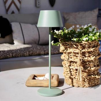 LOOM DESIGN LED-es újratölthető teraszlámpa Modi zöld-szürke 36 cm CCT kép