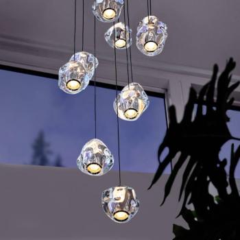 LOOM DESIGN LED függőlámpa Ice Ball, króm/kláris 10-fényes kép