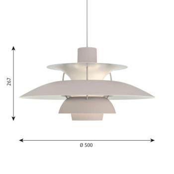 Louis Poulsen PH 5 500 lógó lámpa, egyszínű szürke, Ø 50 cm kép