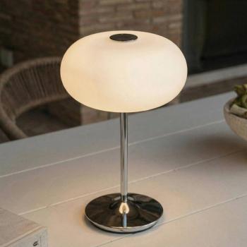 Lucande Anoria LED tölthető asztali világítás, króm/fehér, üveg, IP44, USB kép