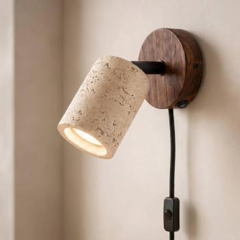 Lucande Carlotta fali spotlámpa, átmérő 10 cm, bézs, beton, GU10 kép