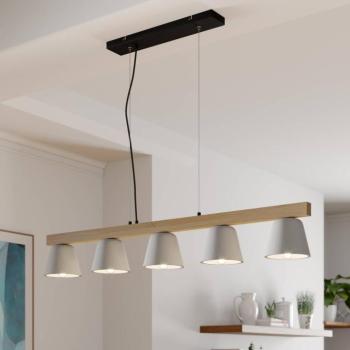 Lucande függőlámpa Kalinda, szürke, beton, 110,5 cm hosszú, E14 kép