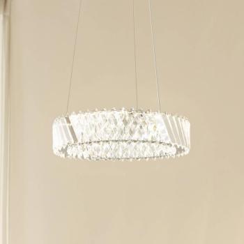 Lucande Glacis LED lógó világítás, kristály, Ø 40 cm, króm