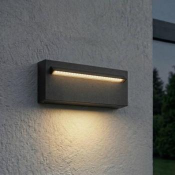 Lucande Joril LED kültéri fali világítás, 25 cm, fekete, IP65 kép