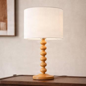Lucande Karlie asztali világítás, magasság 45 cm, fehér, fa, E27 kép