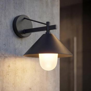 Lucande Kiyogi kültéri fali lámpa, fekete, 31 cm, E27, IP65