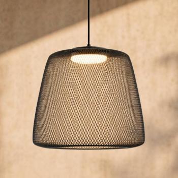 Lucande Korvyn LED kültéri függőlámpa, fekete, Ø50 cm, dimmelhető kép