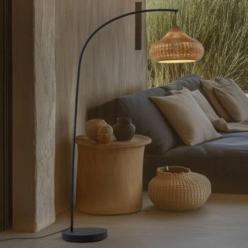 Lucande Taniola kültéri állólámpa, bézs, rattan, 195 cm, IP44 kép