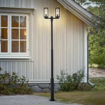 Lucande kültéri lámpa Siveta, 240 cm, 2 izzós, fekete, E27, IP65 kép