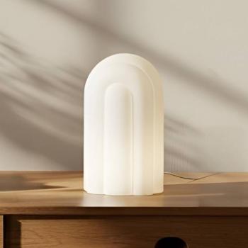 Lucande LED asztali világítás Lunja, fehér, üveg, 30 cm, CCT kép