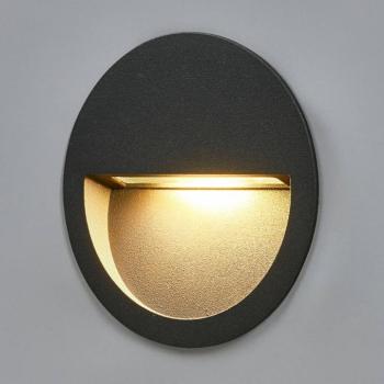 Lucande LED beépíthető fali lámpa Loya, Ø 11,5 cm, szürke, IP54 kép