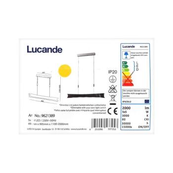 Lucande - LED Dimmelhető csillár zsinóron EBBA 5xLED/5W/230V 4251096537253 kép