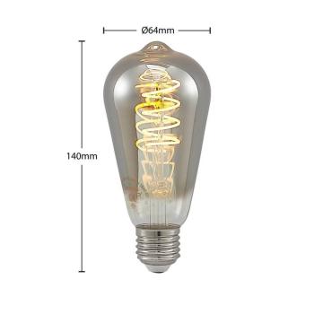 Lucande LED izzó E27 ST64 4 W 1 800 K, dimmelhető, titán színű, 5 db kép