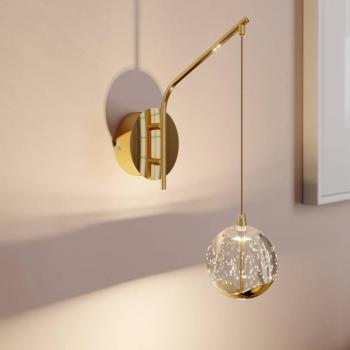Lucande LED-es fali lámpa Hayley, arany színű, üveg, 34 cm magas kép